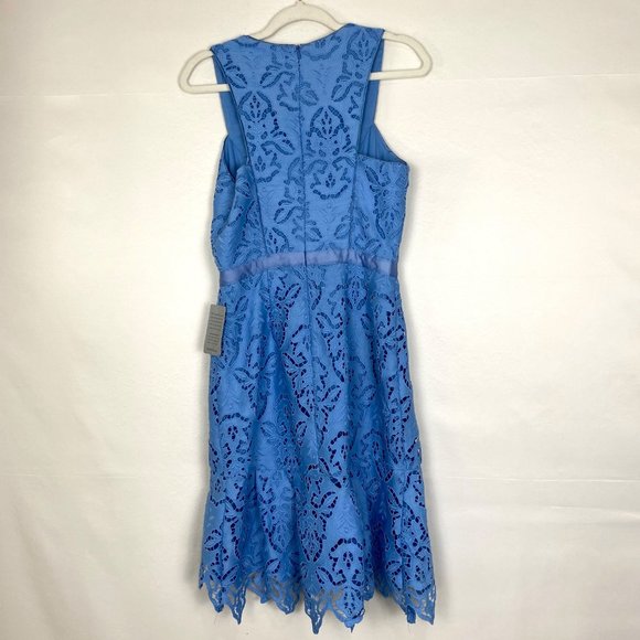 Adelyn Rae Damion High Low Sleeveless Lace Dress Periwinkle Blue - Picture 4 of 7